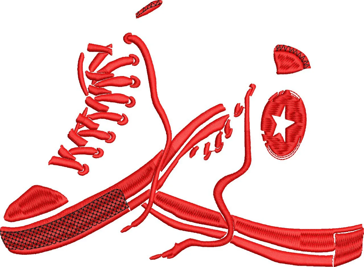 Alternative view of  Abstract Red Converse Shoe Embroidery 
