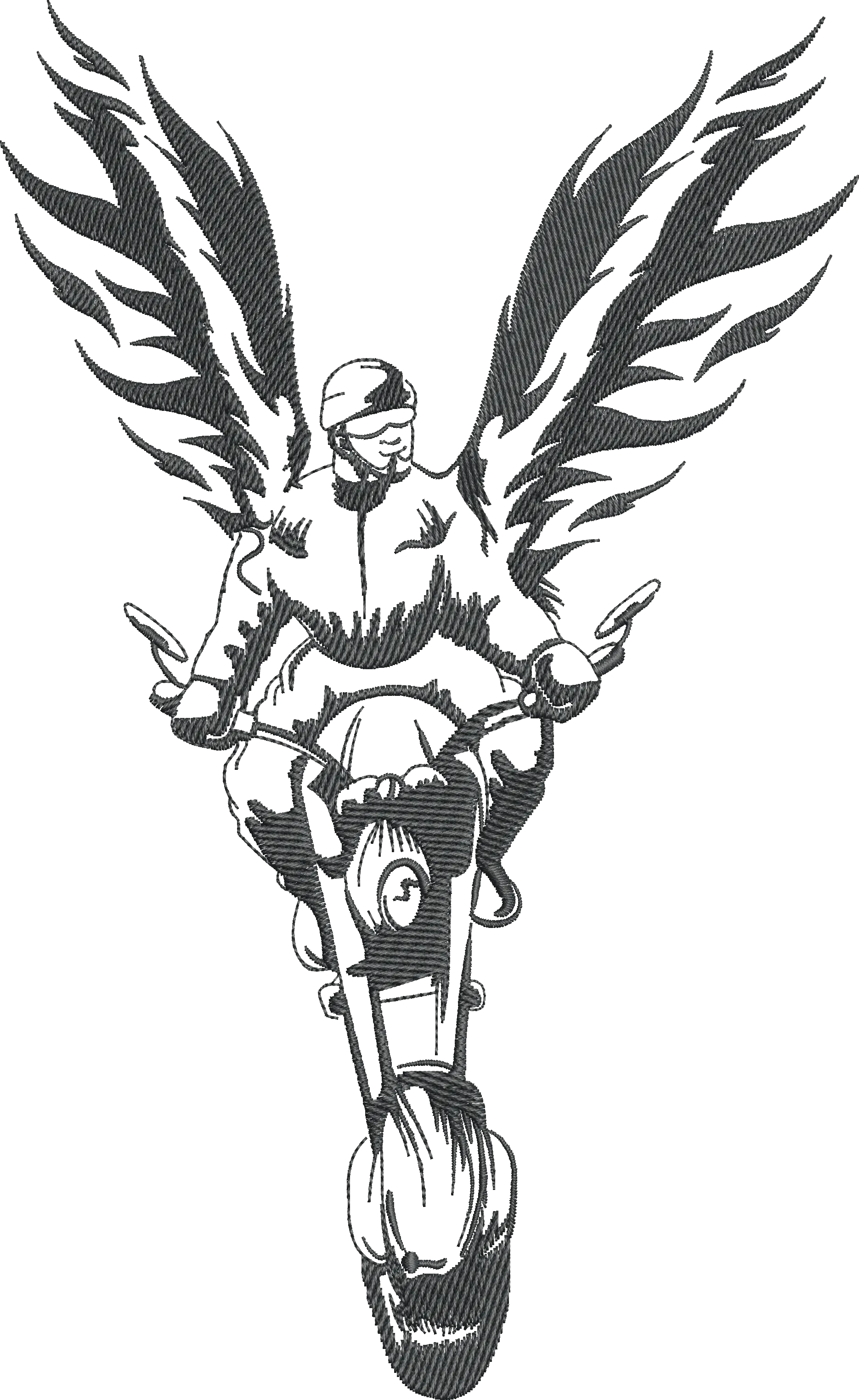 Alternative view of  Biker with Angel Wings Line Art 