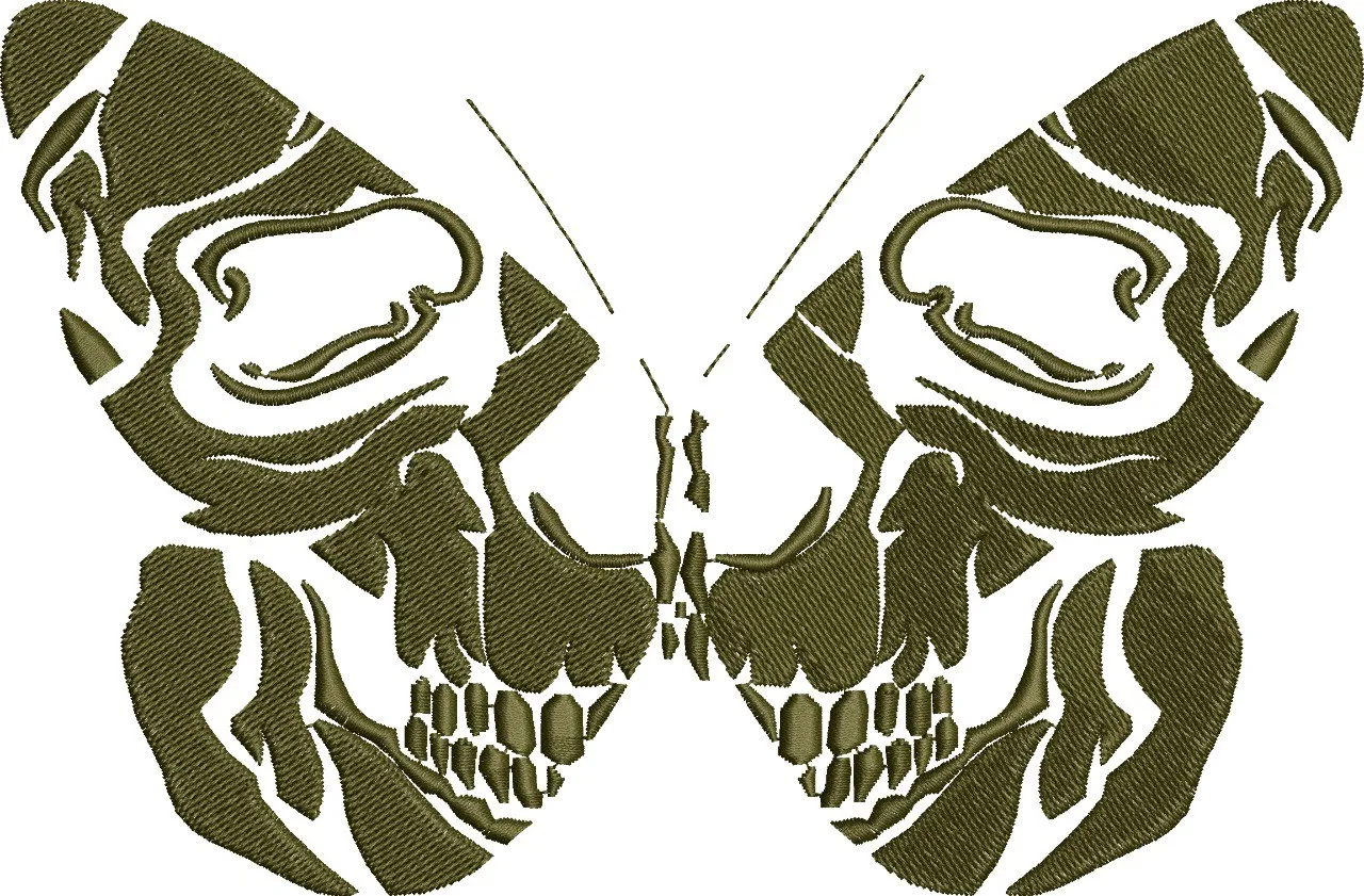 Alternative view of  Butterfly Shaped Skull Outline Embroidery 