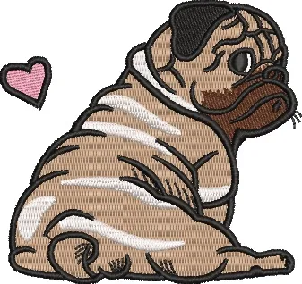 Alternative view of  Cute Pug with Heart Embroidery 