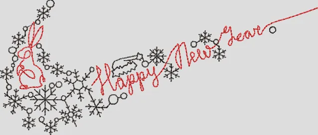 Alternative view of  Happy New Year Rabbit and Snowflakes 