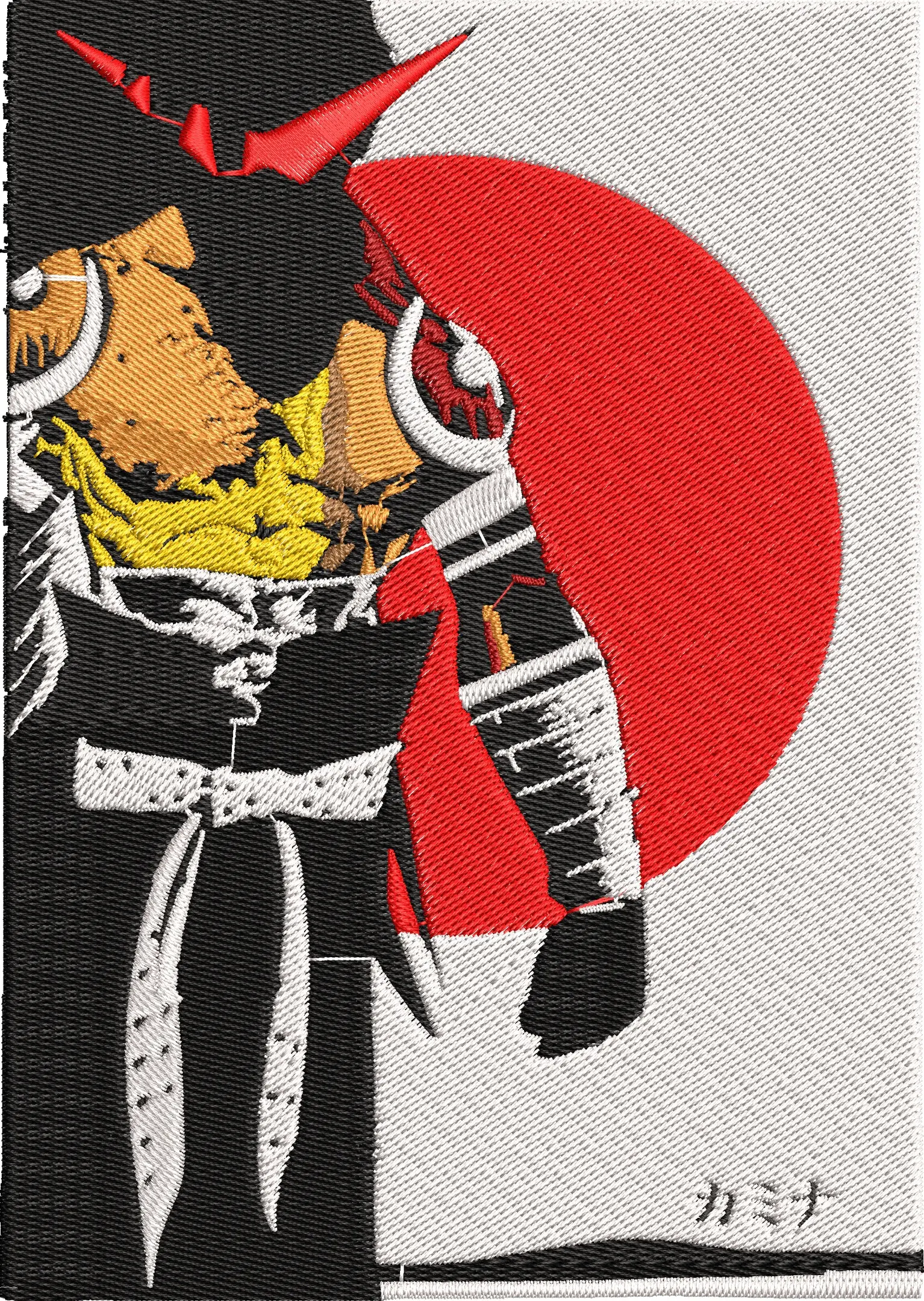 Alternative view of  Kamina from Gurren Lagann with Red Sun Backdrop 