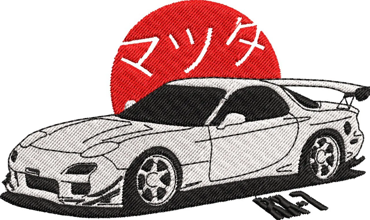 Alternative view of  Mazda RX7 with Japanese Sun Embroidery 