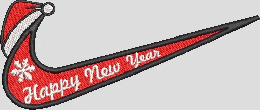 Alternative view of  Nike Swoosh with Santa Hat and Happy New Year Text 