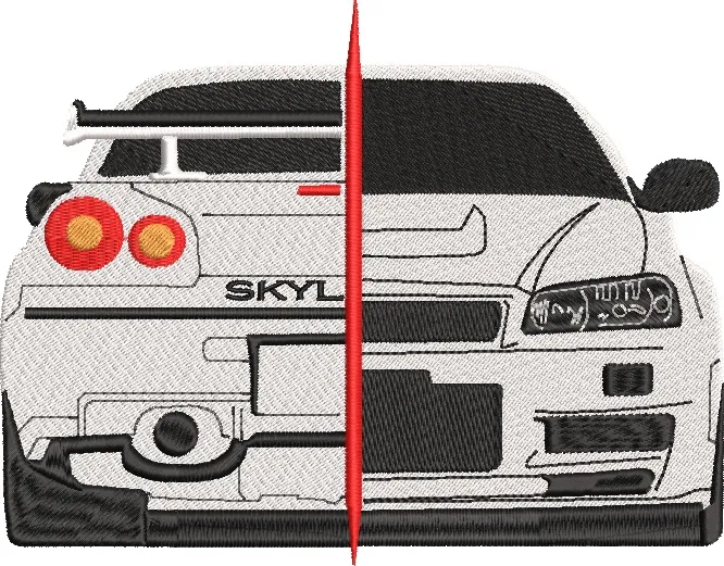 Alternative view of  Nissan Skyline Rear and Front Split View Embroidery 