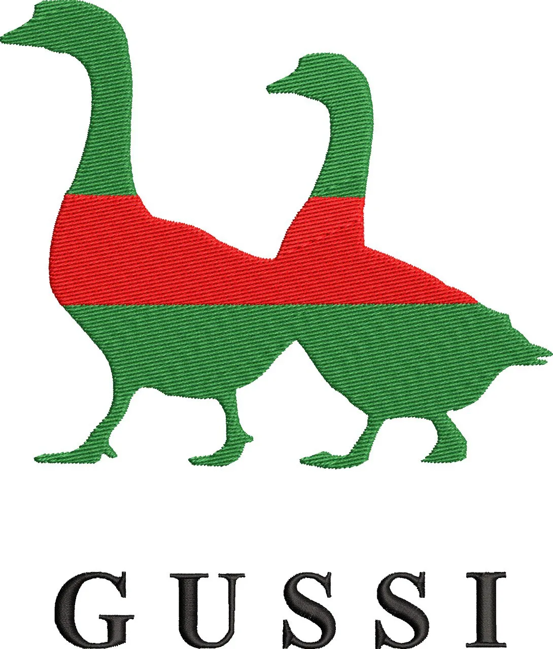 Alternative view of  Parody Gussi Logo with Two Geese 