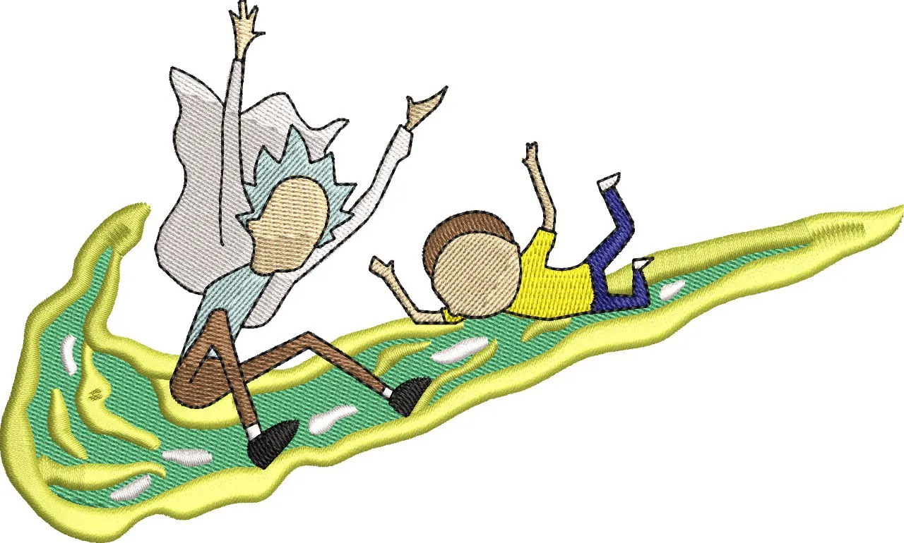Alternative view of  Rick and Morty Sliding on Nike Swoosh 