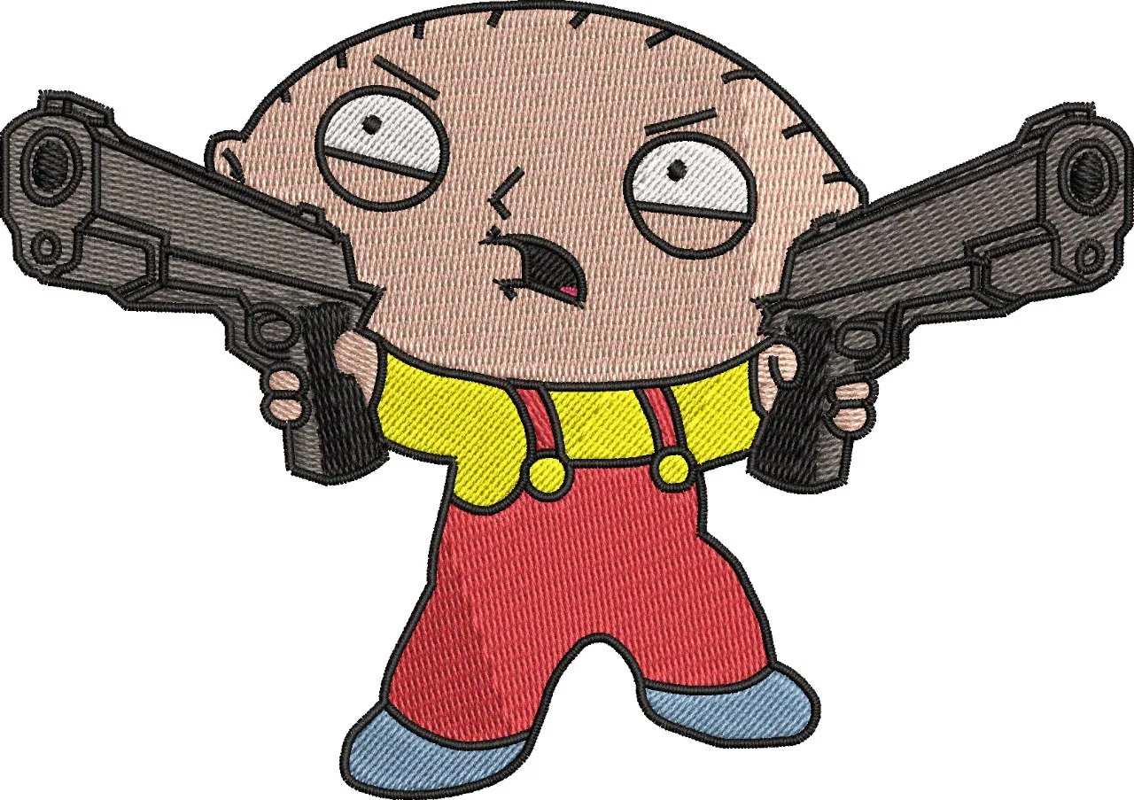 Alternative view of  Stewie Griffin Holding Two Pistols 