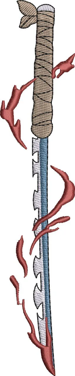 Alternative view of  Stylized Katana with Red Flames 