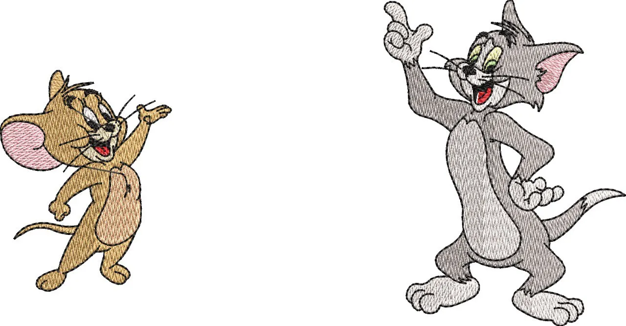 Alternative view of  Tom and Jerry Pointing Embroidery Art 