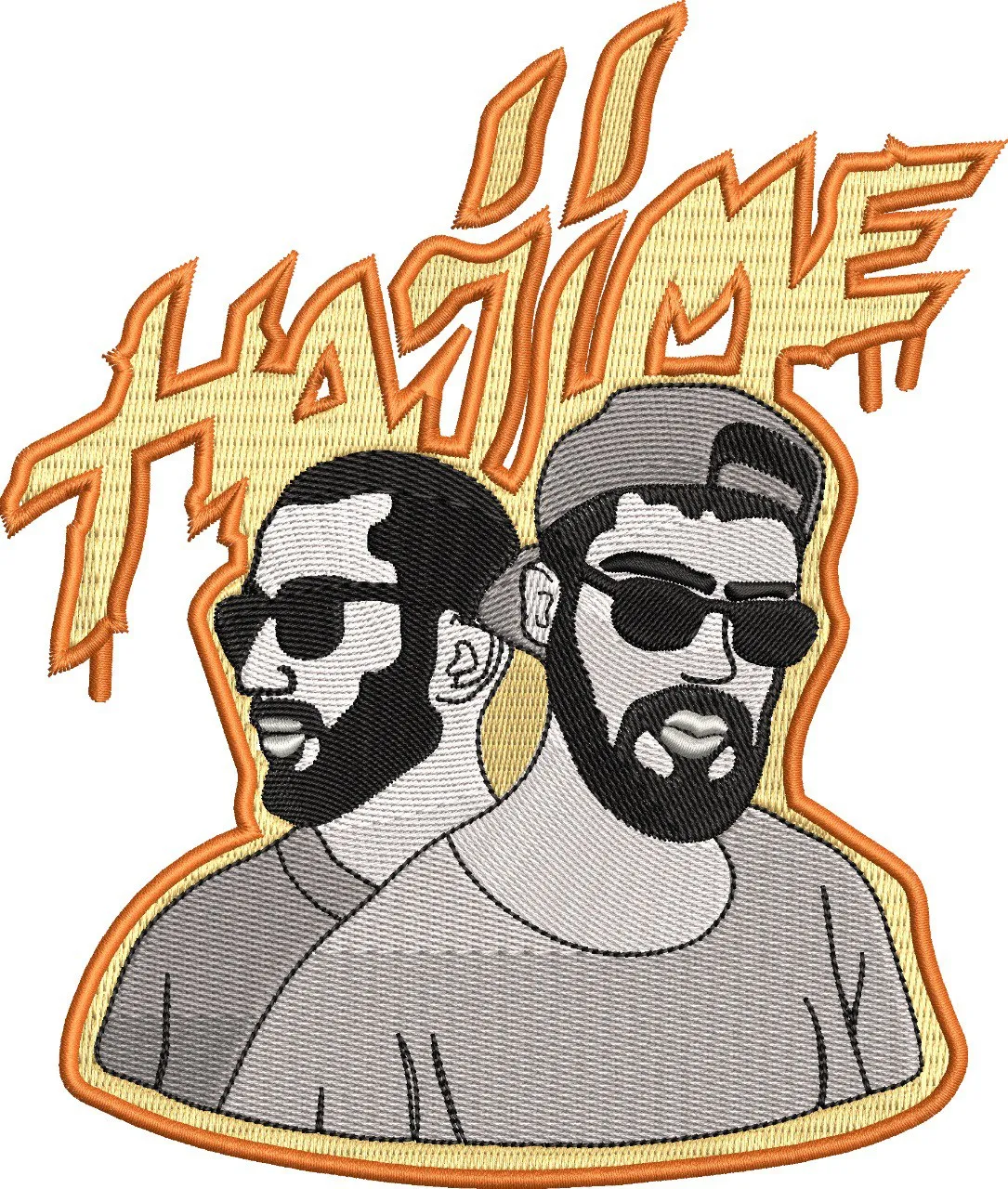 Alternative view of  Two Men with Beards Sunglasses and Hajime Text 