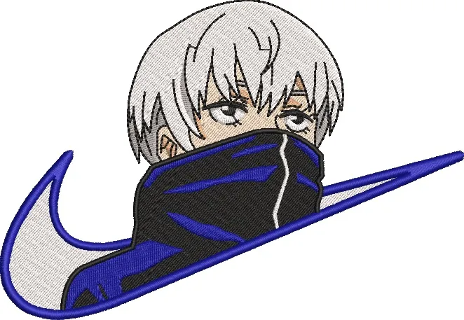 Alternative view of  White Haired Anime Character Inside Blue Nike Logo 