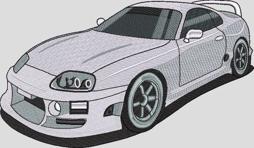 Alternative view of  White Sports Car Embroidery Design 