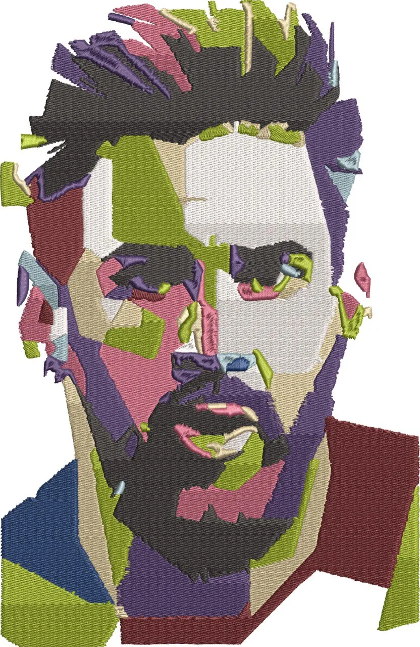  Abstract Male Portrait Colorful Embroidery  embroidery pattern preview