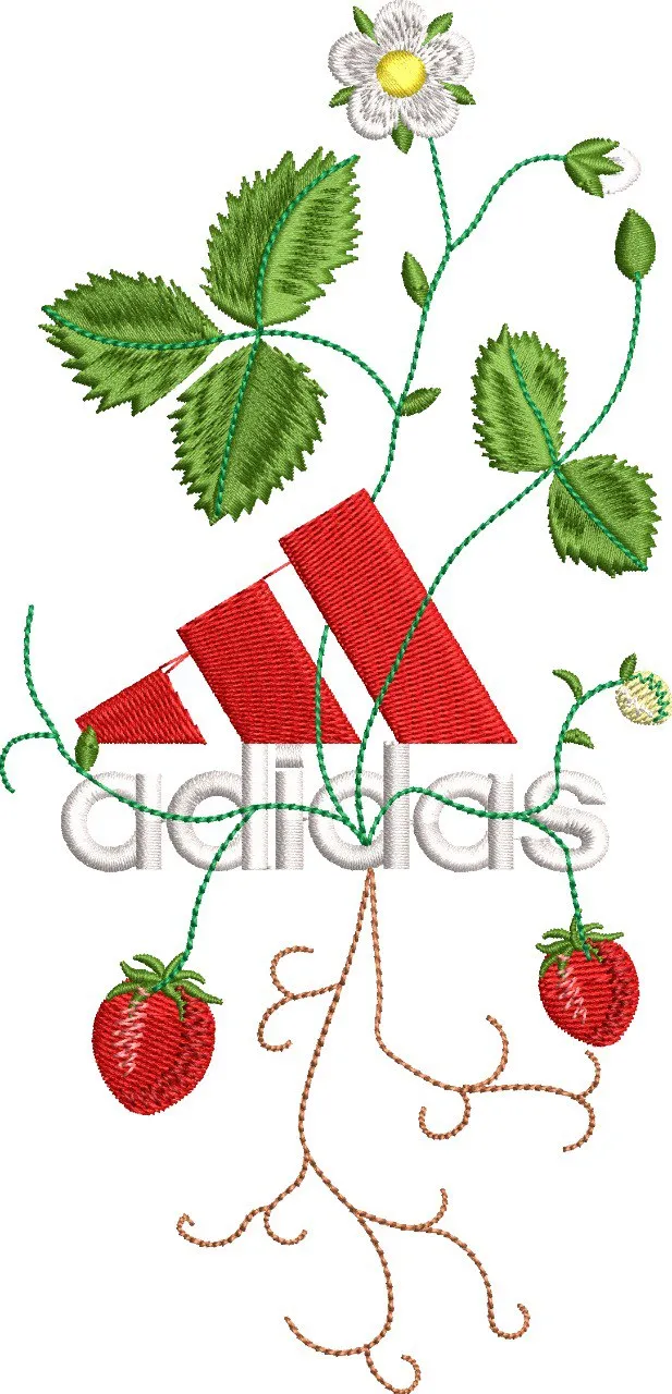  Adidas Logo with Strawberry Plant Embroidery  embroidery pattern preview