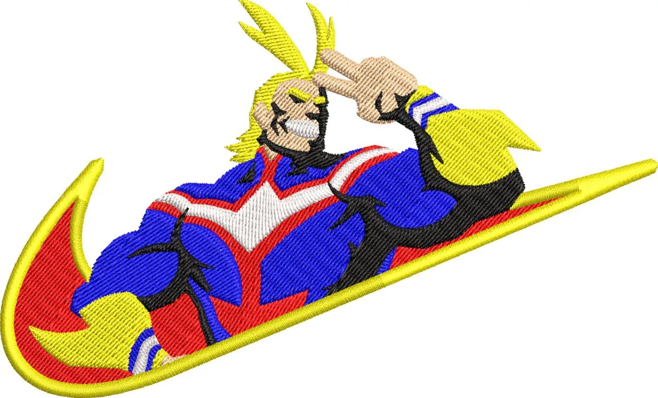  All Might in Nike Style Logo Embroidery  embroidery pattern preview