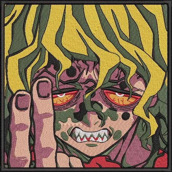  Angry Anime Character with Camouflage Face and Yellow Hair  embroidery pattern preview