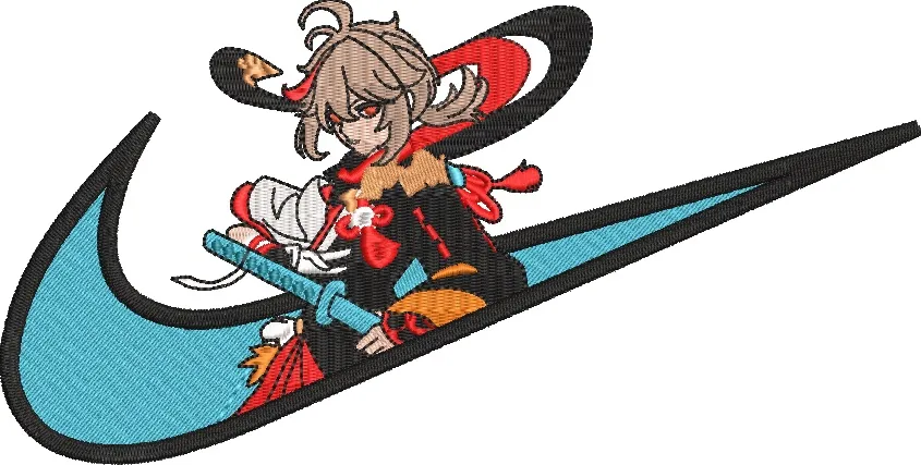  Anime Character with Sword in Nike Logo  embroidery pattern preview