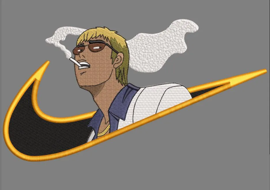  Anime Guy Smoking in Nike Swoosh  embroidery pattern preview