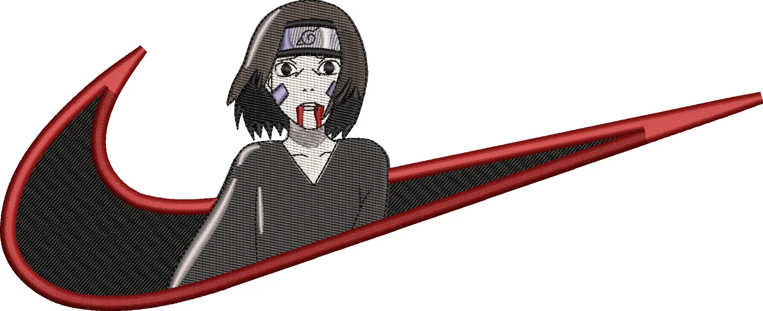  Anko Mitarashi in Red Nike Swoosh  embroidery pattern preview