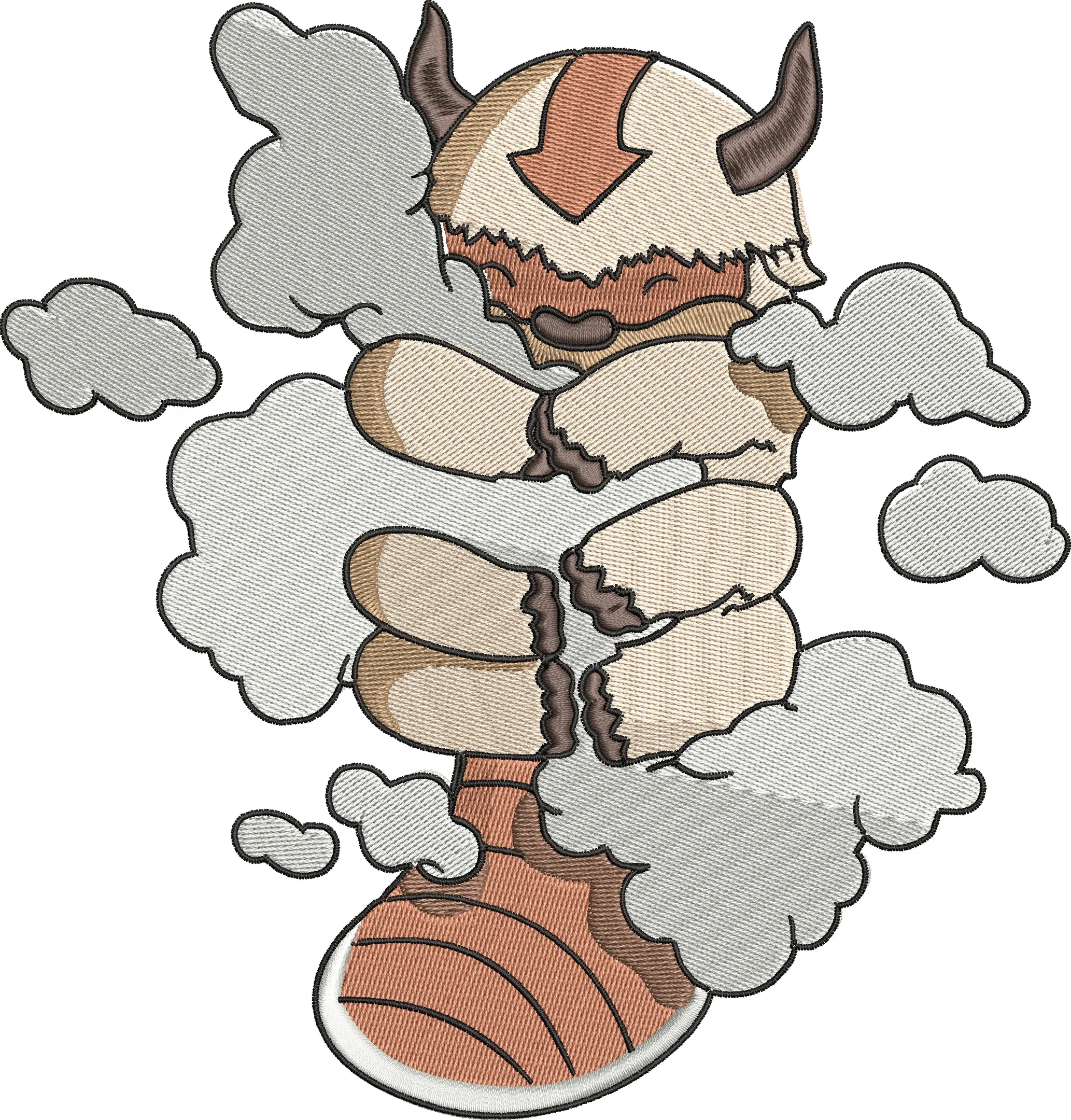  Appa Flying with Clouds Embroidery  embroidery pattern preview