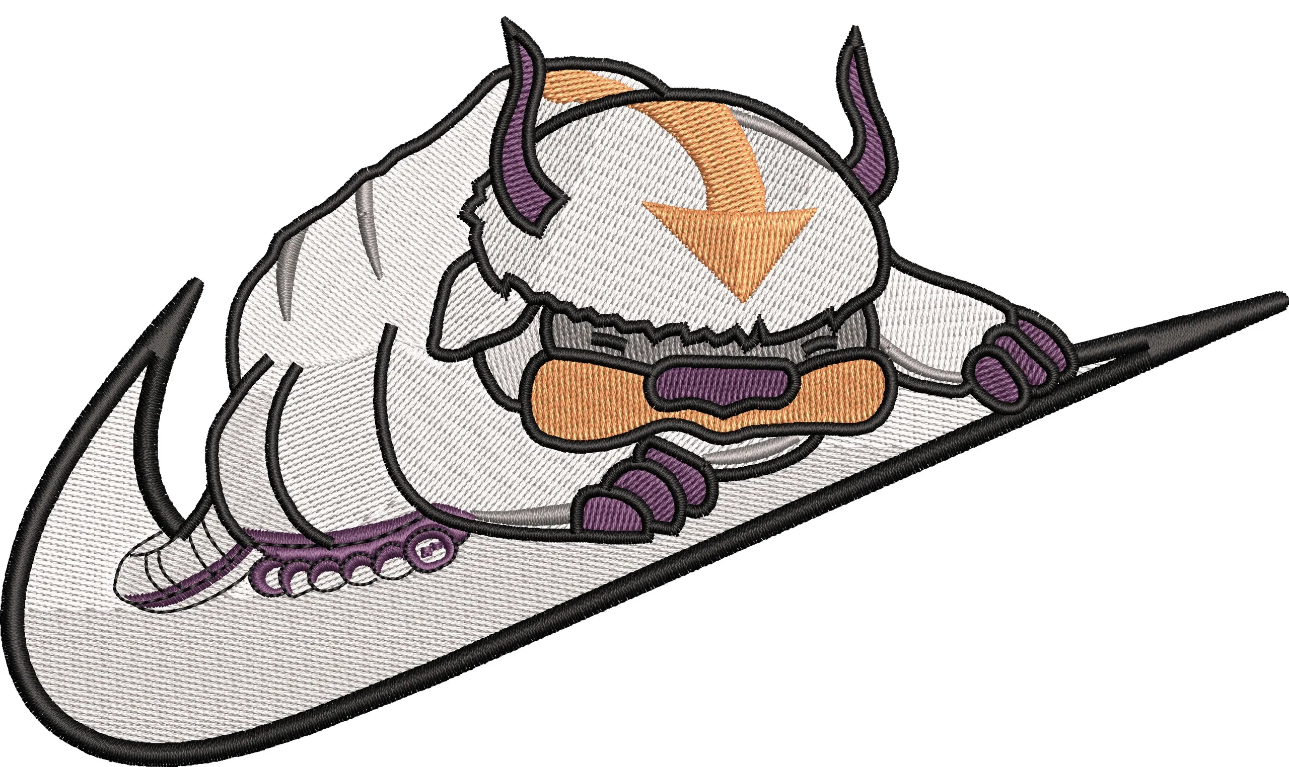  Appa Snowboarding in Nike Swoosh Shape  embroidery pattern preview