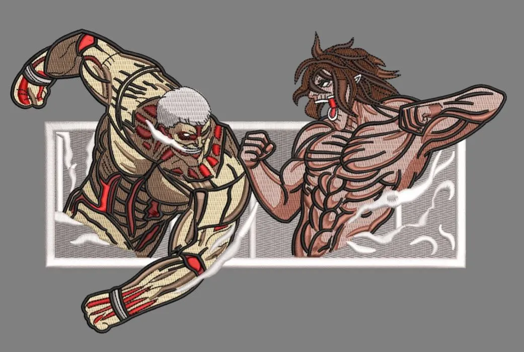  Armored Titan vs Attack Titan Showdown  embroidery pattern preview