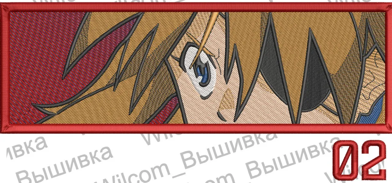  Asuka Langley Closeup with Red Border  embroidery pattern preview