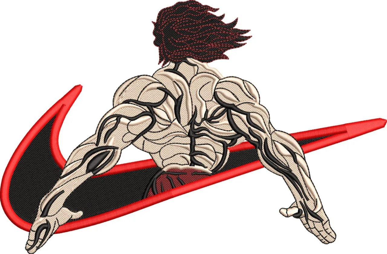  Attack Titan Muscular Embroidery on Nike Swoosh  embroidery pattern preview