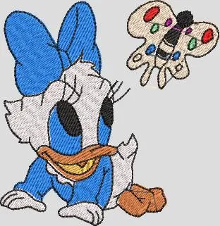  Baby Daisy Duck with Colorful Butterfly  embroidery pattern preview