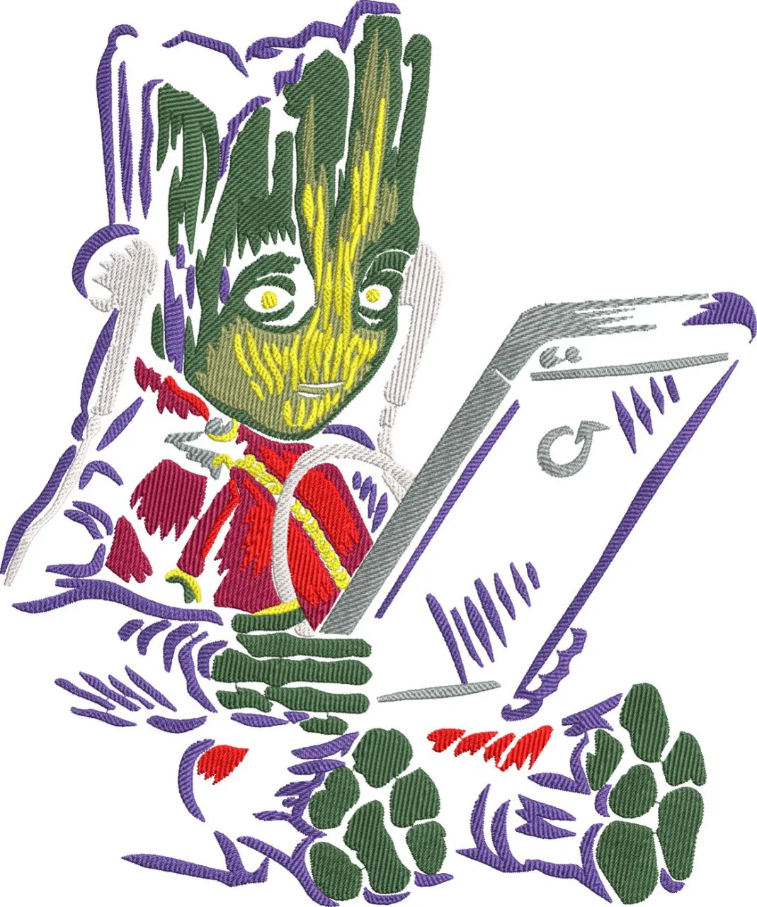  Baby Groot Embroidery with Tablet  embroidery pattern preview