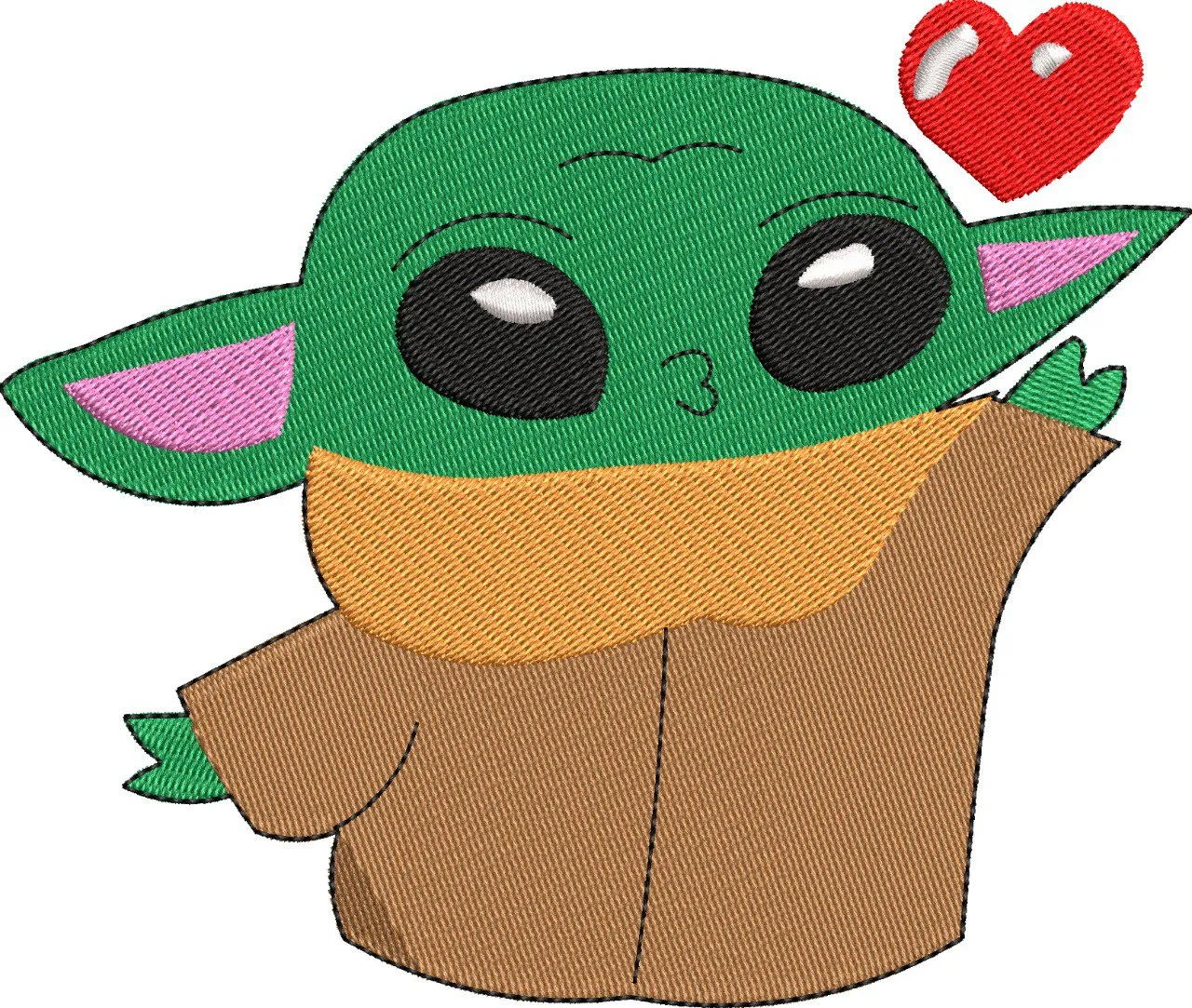  Baby Yoda with Heart Embroidery Patch  embroidery pattern preview