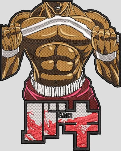 Baki Hanma Ripping Shirt over Logo  embroidery pattern preview