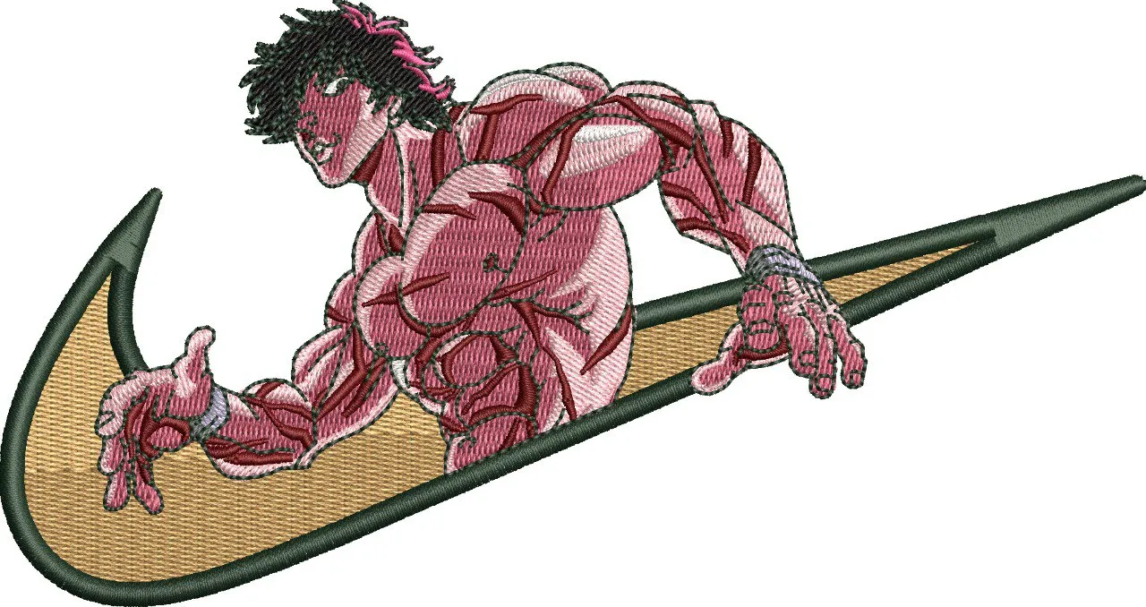  Baki Hanma with Nike Swoosh Embroidery  embroidery pattern preview