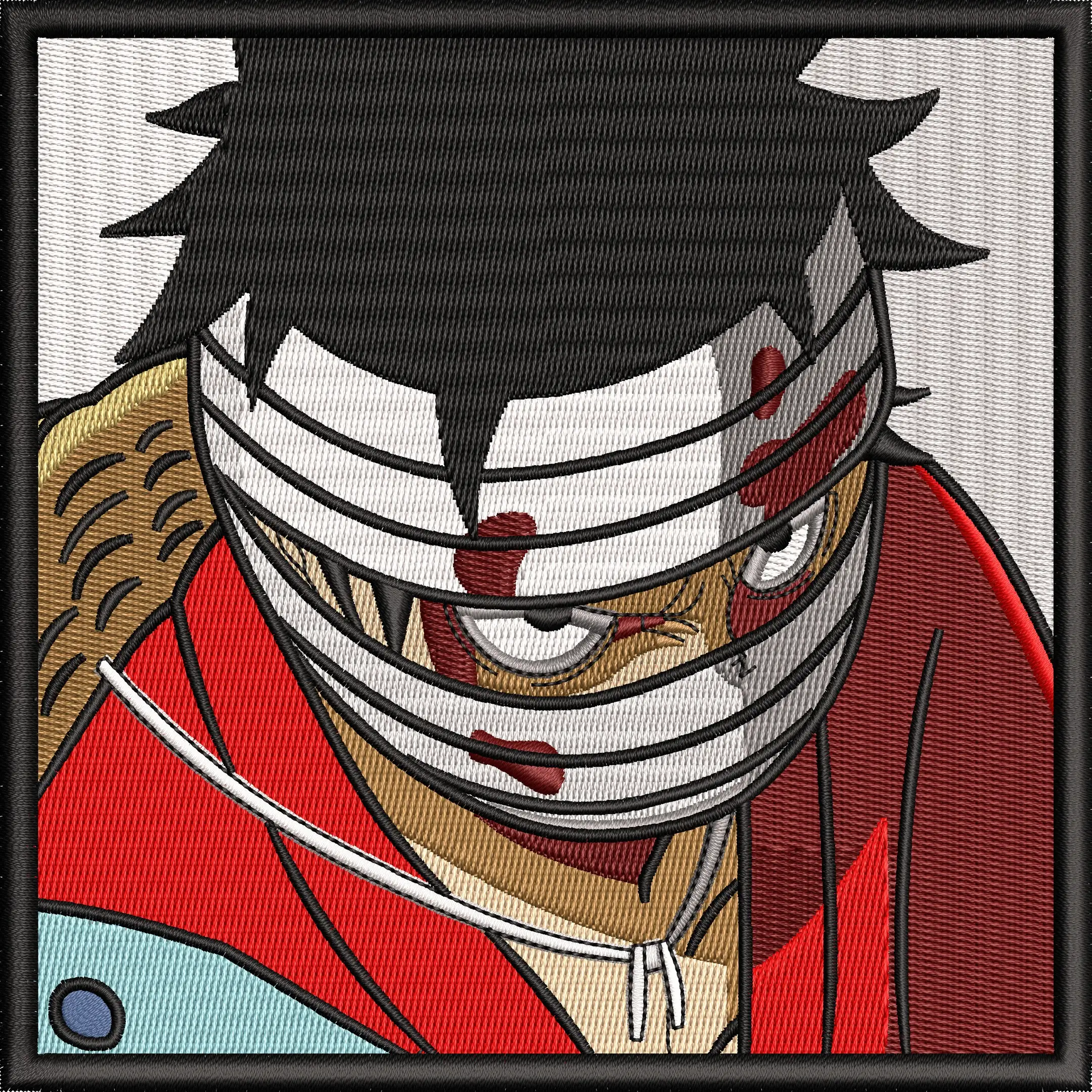  Bandaged Anime Warrior with Fierce Eyes  embroidery pattern preview