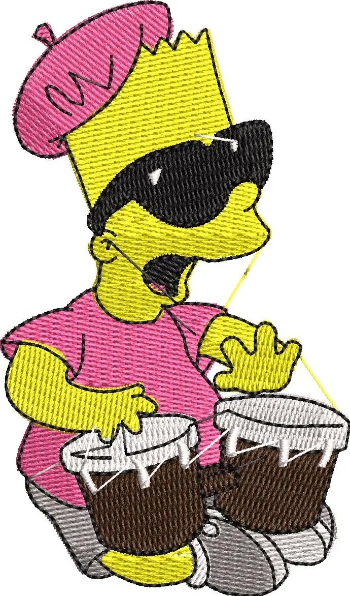  Bart Simpson Playing Bongos Embroidery  embroidery pattern preview