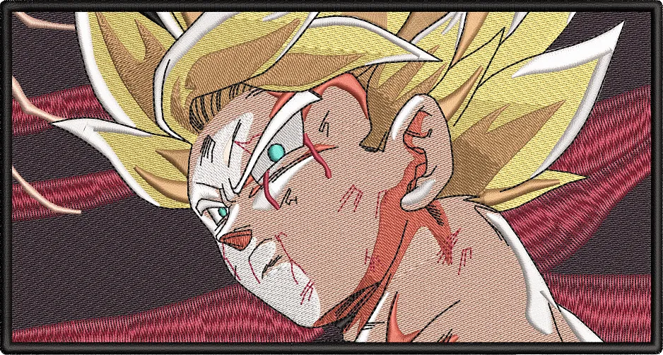  Battle Worn Super Saiyan Goku Embroidery Patch  embroidery pattern preview