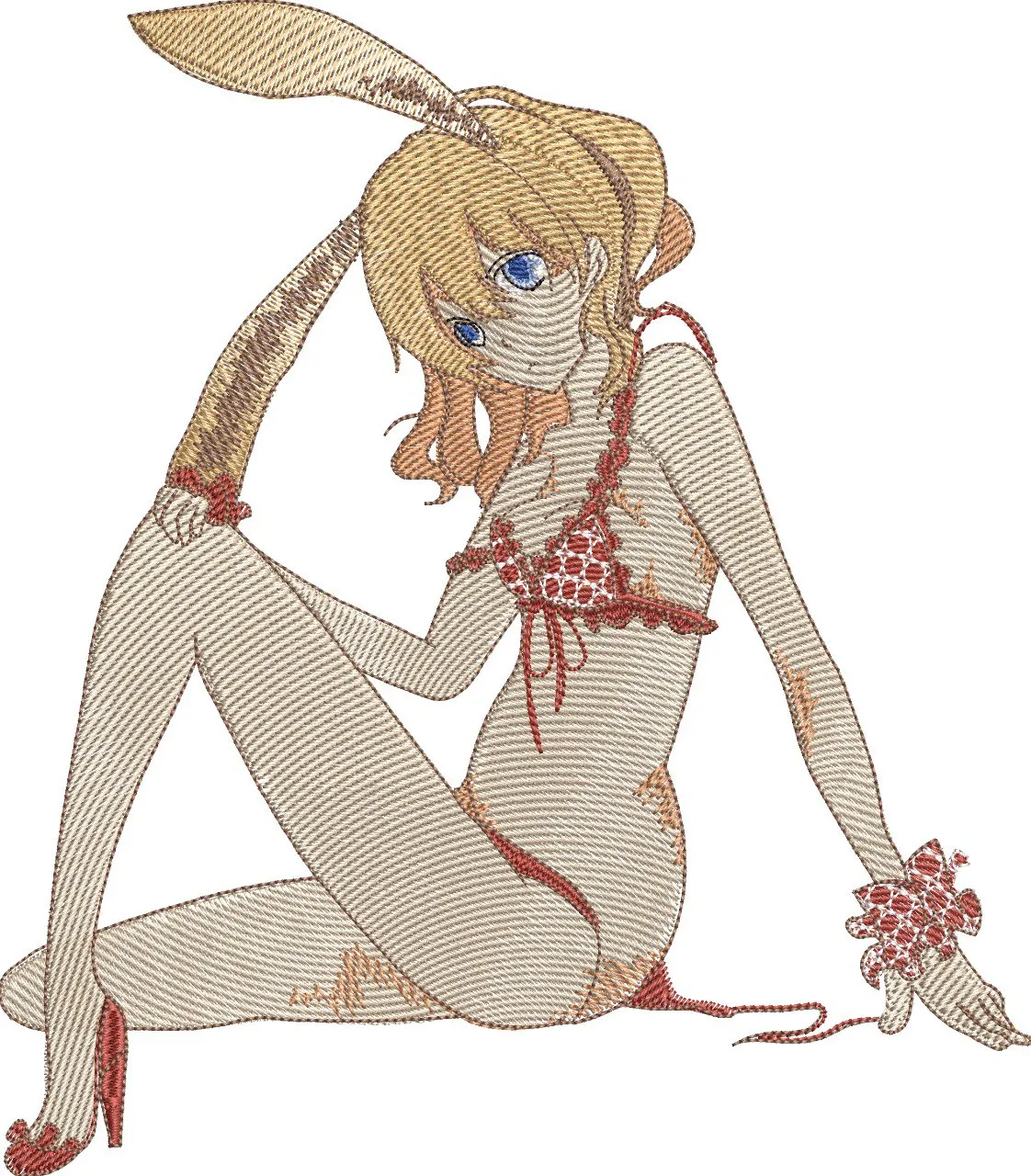  Blonde Anime Girl in Bunny Bikini  embroidery pattern preview