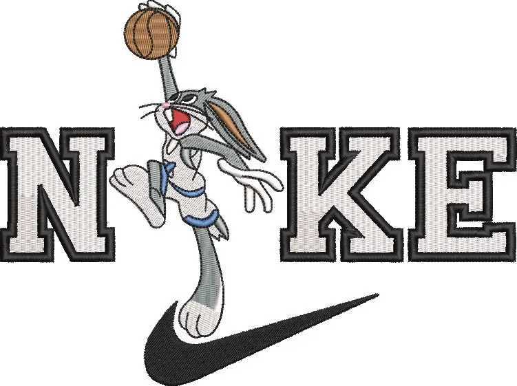  Bugs Bunny Dunking in Nike Logo  embroidery pattern preview