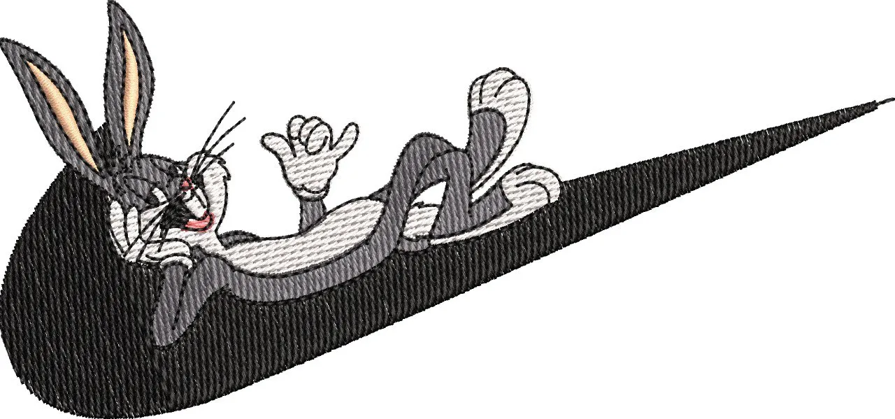  Bugs Bunny Relaxing on Nike Swoosh  embroidery pattern preview