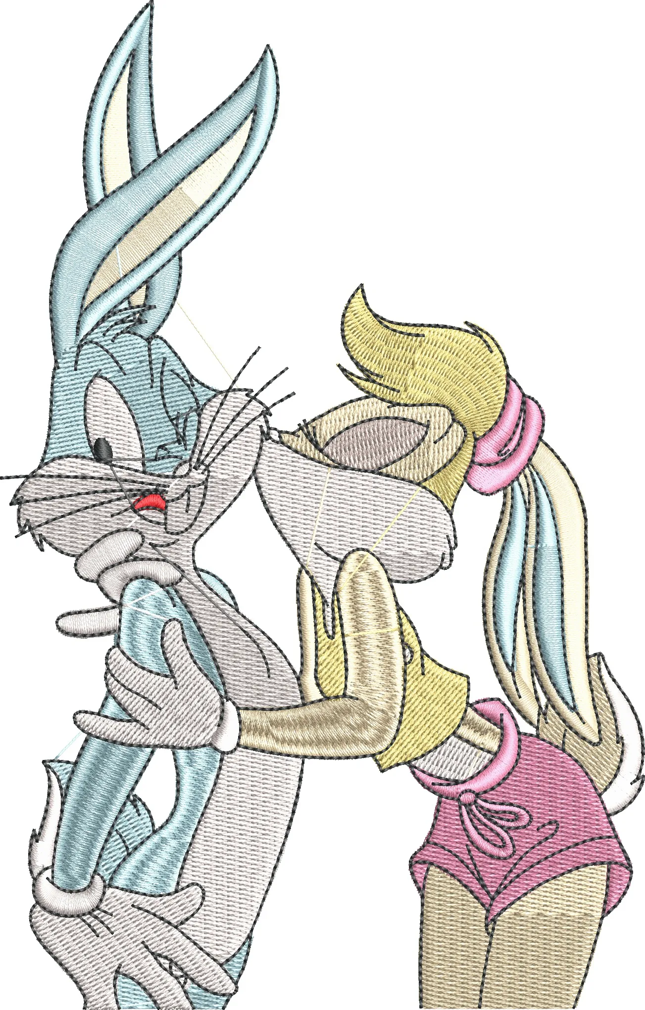  Bugs Bunny and Lola Bunny Kiss Embroidery  embroidery pattern preview