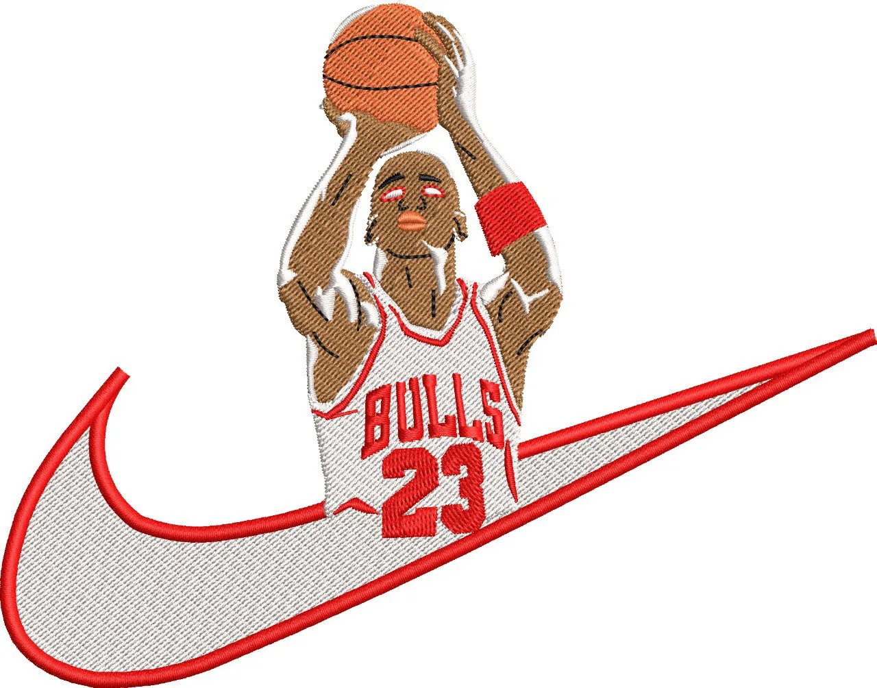  Bulls 23 Basketball Player with Nike Swoosh  embroidery pattern preview