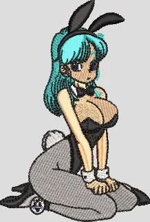  Bulma in Bunny Costume Kneeling Embroidery  embroidery pattern preview