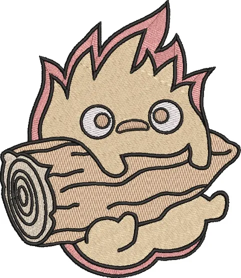  Calcifer Holding Log Embroidery  embroidery pattern preview