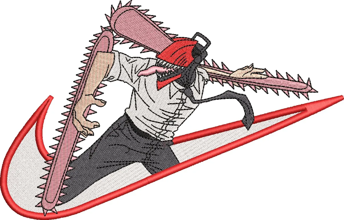  Chainsaw Man in Nike Swoosh  embroidery pattern preview