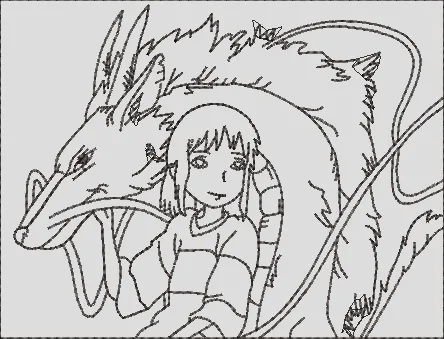  Chihiro and Haku Spirited Away Outline  embroidery pattern preview