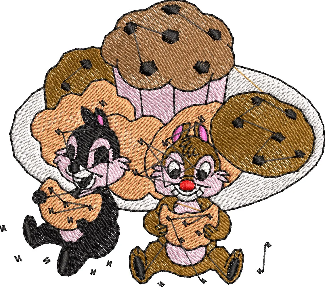  Chip and Dale with Cookies and Muffins  embroidery pattern preview