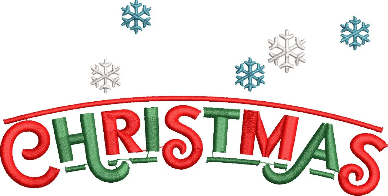  Christmas Word with Snowflakes Embroidery  embroidery pattern preview