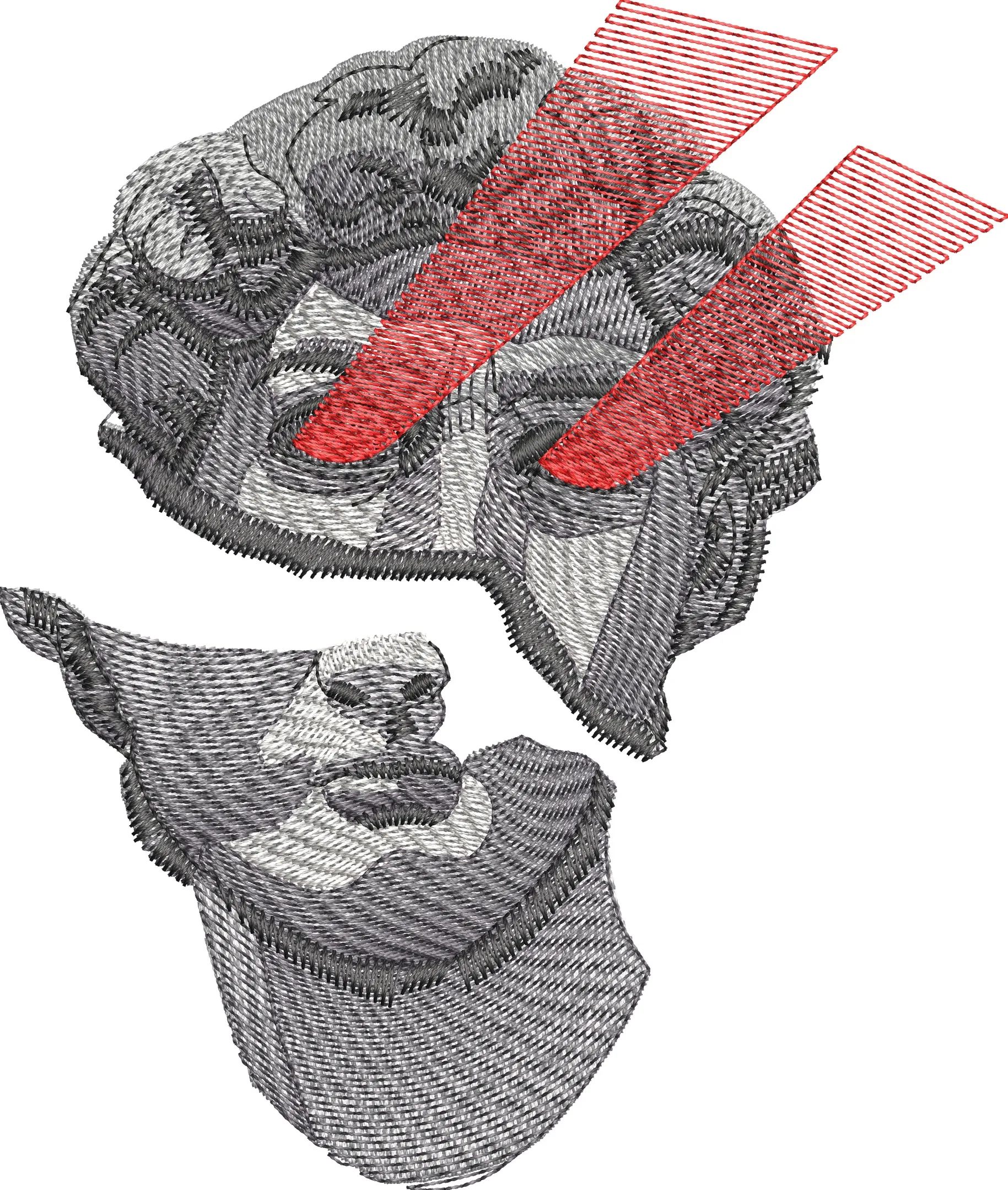  Classical Statue Head Split with Laser Eyes  embroidery pattern preview