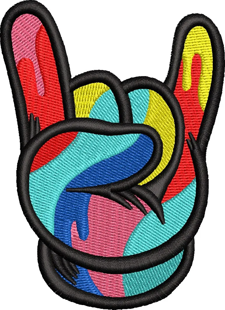  Colorful Rock Hand Gesture Patch  embroidery pattern preview